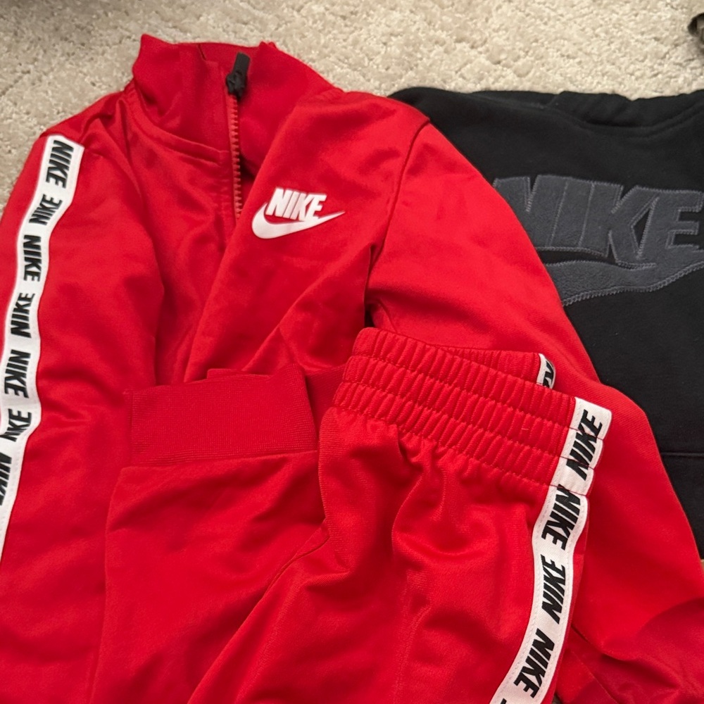 Nike Red and Black Tracksuit with Logo